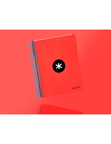CI | Cuaderno espiral liderpapel a5 micro antartik tapa forrada 120h 100 gr cuadro5mm 5 bandas 6 taladros color rojo