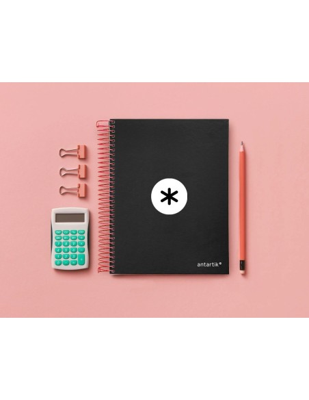 CI | Cuaderno espiral liderpapel a5 micro antartik tapa forrada 120h 100 gr cuadro5mm 5 bandas 6 taladros color negro