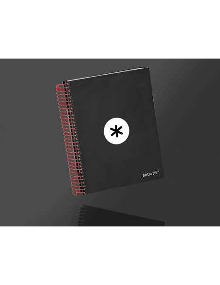CI | Cuaderno espiral liderpapel a5 micro antartik tapa forrada 120h 100 gr cuadro5mm 5 bandas 6 taladros color negro