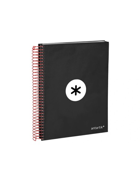 CI | Cuaderno espiral liderpapel a5 micro antartik tapa forrada 120h 100 gr cuadro5mm 5 bandas 6 taladros color negro