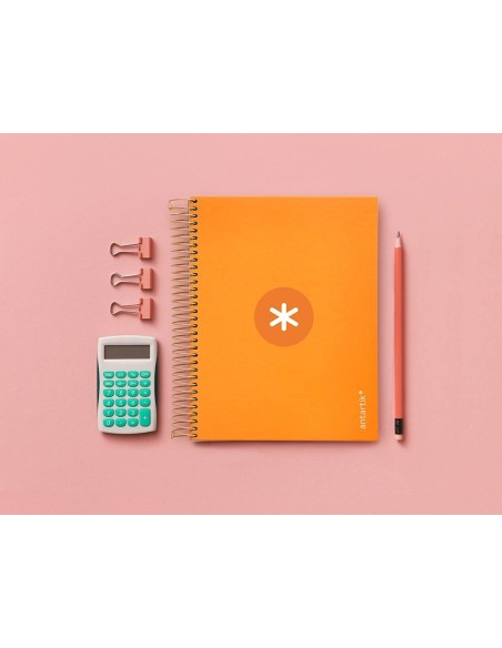 CI | Cuaderno espiral liderpapel a5 micro antartik tapa forrada120h 100 gr cuadro 5mm 5 banda6 taladros color mostaza