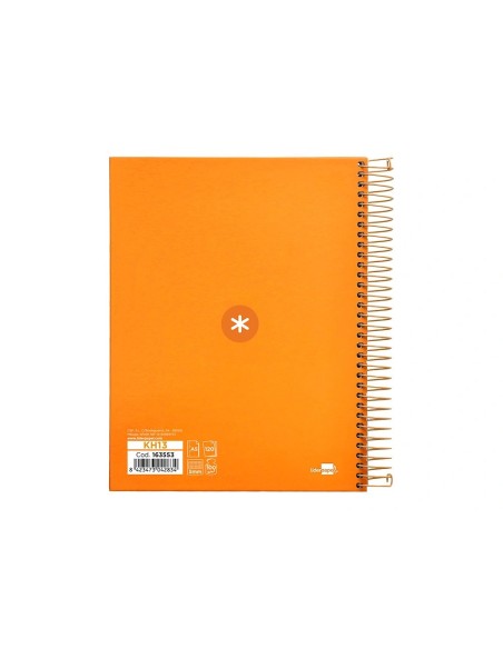 CI | Cuaderno espiral liderpapel a5 micro antartik tapa forrada120h 100 gr cuadro 5mm 5 banda6 taladros color mostaza