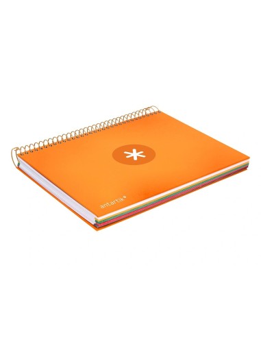 CI | Cuaderno espiral liderpapel a5 micro antartik tapa forrada120h 100 gr cuadro 5mm 5 banda6 taladros color mostaza