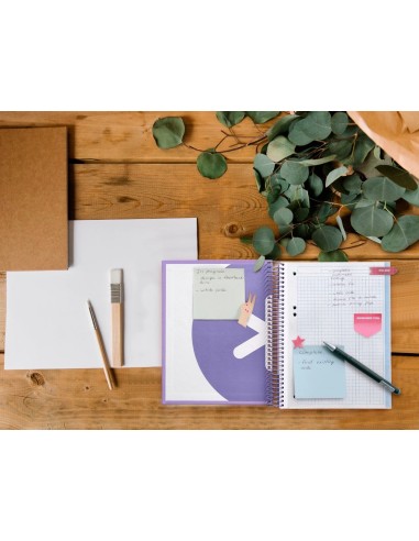 CI | Cuaderno espiral liderpapel a5 micro antartik tapa forrada120h 100 gr cuadro 5mm 5 banda6 taladros color lavanda