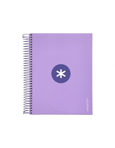 CI | Cuaderno espiral liderpapel a5 micro antartik tapa forrada120h 100 gr cuadro 5mm 5 banda6 taladros color lavanda
