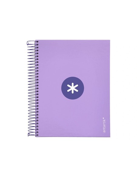 CI | Cuaderno espiral liderpapel a5 micro antartik tapa forrada120h 100 gr cuadro 5mm 5 banda6 taladros color lavanda