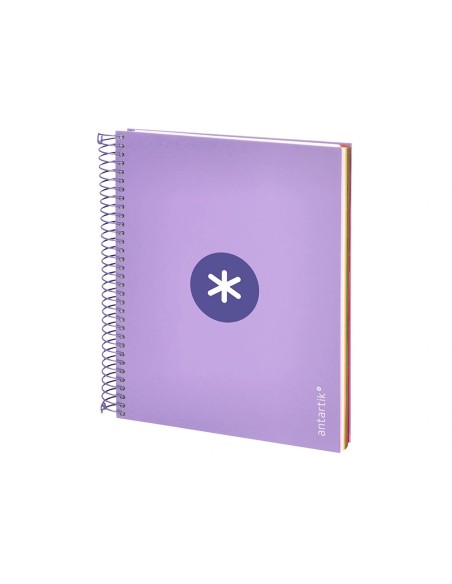 CI | Cuaderno espiral liderpapel a5 micro antartik tapa forrada120h 100 gr cuadro 5mm 5 banda6 taladros color lavanda