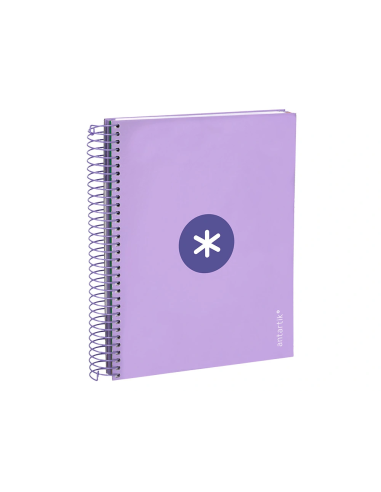 CI | Cuaderno espiral liderpapel a5 micro antartik tapa forrada120h 100 gr cuadro 5mm 5 banda6 taladros color lavanda