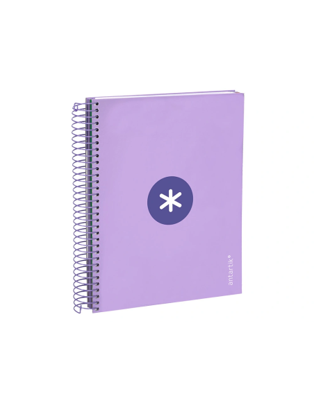 CI | Cuaderno espiral liderpapel a5 micro antartik tapa forrada120h 100 gr cuadro 5mm 5 banda6 taladros color lavanda