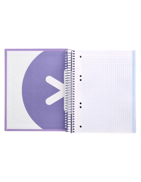 CI | Cuaderno espiral liderpapel a5 micro antartik tapa forrada120h 100 gr cuadro 5mm 5 banda6 taladros color lavanda