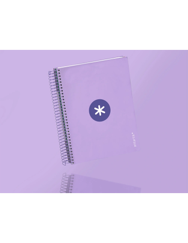 CI | Cuaderno espiral liderpapel a5 micro antartik tapa forrada120h 100 gr cuadro 5mm 5 banda6 taladros color lavanda