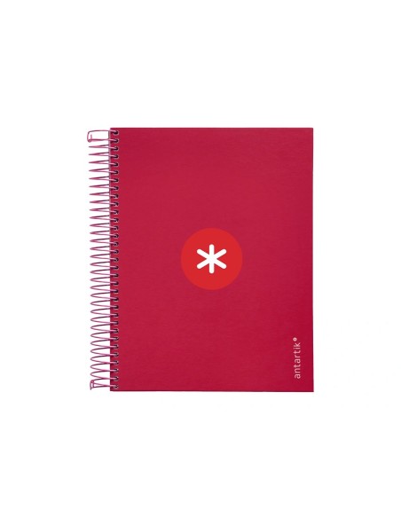 CI | Cuaderno espiral liderpapel a5 micro antartik tapa forrada120h 100 gr cuadro 5mm 5 banda6 taladros color frambuesa