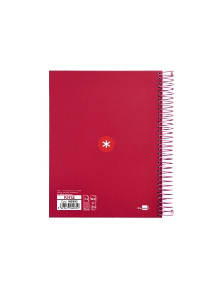 CI | Cuaderno espiral liderpapel a5 micro antartik tapa forrada120h 100 gr cuadro 5mm 5 banda6 taladros color frambuesa