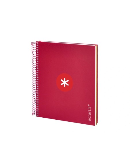CI | Cuaderno espiral liderpapel a5 micro antartik tapa forrada120h 100 gr cuadro 5mm 5 banda6 taladros color frambuesa