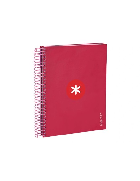 CI | Cuaderno espiral liderpapel a5 micro antartik tapa forrada120h 100 gr cuadro 5mm 5 banda6 taladros color frambuesa