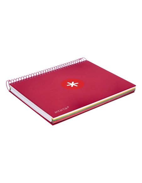 CI | Cuaderno espiral liderpapel a5 micro antartik tapa forrada120h 100 gr cuadro 5mm 5 banda6 taladros color frambuesa