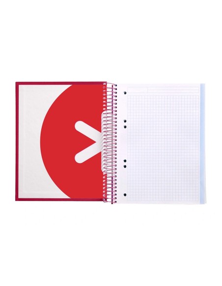CI | Cuaderno espiral liderpapel a5 micro antartik tapa forrada120h 100 gr cuadro 5mm 5 banda6 taladros color frambuesa