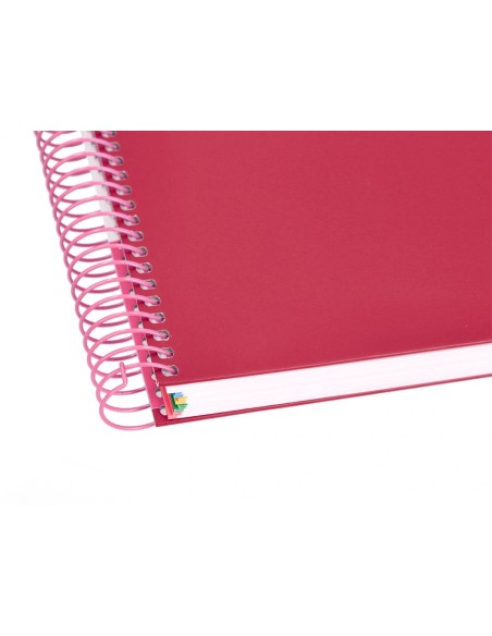 CI | Cuaderno espiral liderpapel a5 micro antartik tapa forrada120h 100 gr cuadro 5mm 5 banda6 taladros color frambuesa
