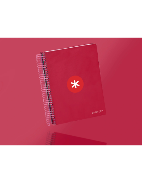 CI | Cuaderno espiral liderpapel a5 micro antartik tapa forrada120h 100 gr cuadro 5mm 5 banda6 taladros color frambuesa