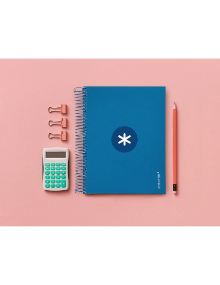 CI | Cuaderno espiral liderpapel a5 micro antartik tapa forrada120h 100 gr cuadro 5mm 5 banda6 taladros color azul oscuro