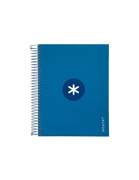 CI | Cuaderno espiral liderpapel a5 micro antartik tapa forrada120h 100 gr cuadro 5mm 5 banda6 taladros color azul oscuro