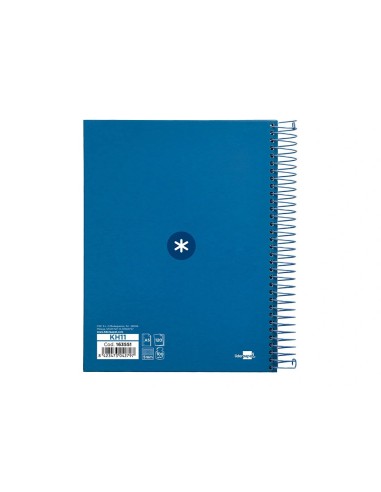 CI | Cuaderno espiral liderpapel a5 micro antartik tapa forrada120h 100 gr cuadro 5mm 5 banda6 taladros color azul oscuro