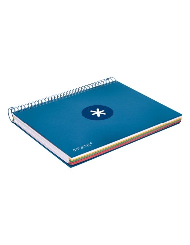 CI | Cuaderno espiral liderpapel a5 micro antartik tapa forrada120h 100 gr cuadro 5mm 5 banda6 taladros color azul oscuro