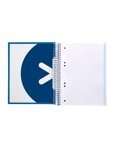 CI | Cuaderno espiral liderpapel a5 micro antartik tapa forrada120h 100 gr cuadro 5mm 5 banda6 taladros color azul oscuro