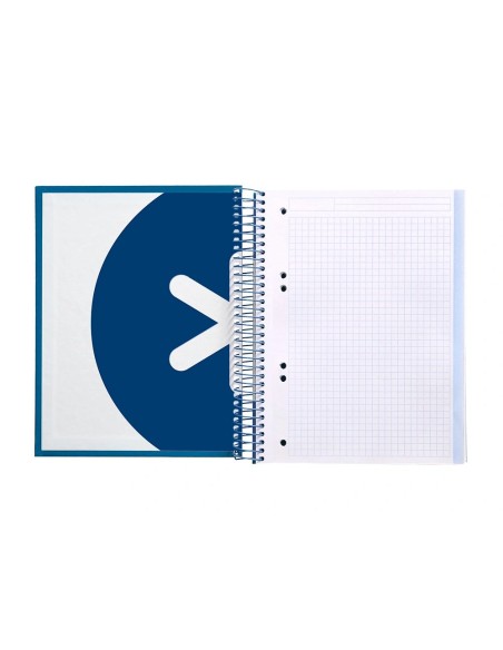 CI | Cuaderno espiral liderpapel a5 micro antartik tapa forrada120h 100 gr cuadro 5mm 5 banda6 taladros color azul oscuro