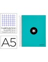 CI | Cuaderno espiral liderpapel a5 micro antartik tapa forrada120h 100 gr cuadro 5 mm 5 band6 taladros color menta