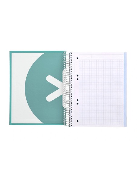 CI | Cuaderno espiral liderpapel a5 micro antartik tapa forrada120h 100 gr cuadro 5 mm 5 band6 taladros color menta