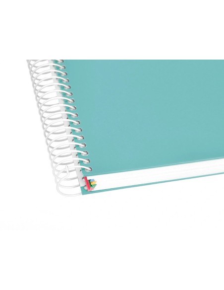 CI | Cuaderno espiral liderpapel a5 micro antartik tapa forrada120h 100 gr cuadro 5 mm 5 band6 taladros color menta