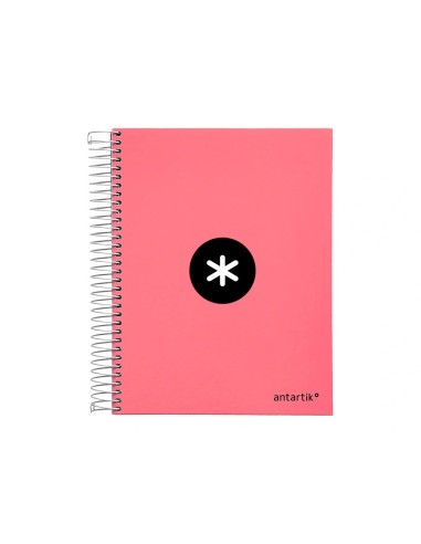 CI | Cuaderno espiral liderpapel a5 micro antartik tapa forrada120h 100 gr cuadro 5 mm 5 band6 taladros color coral