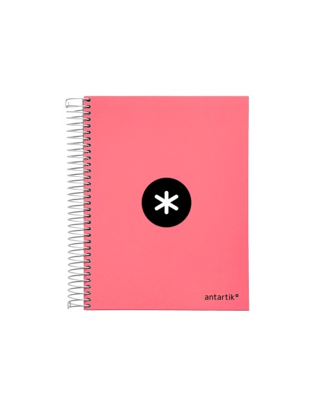 CI | Cuaderno espiral liderpapel a5 micro antartik tapa forrada120h 100 gr cuadro 5 mm 5 band6 taladros color coral