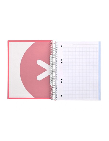 CI | Cuaderno espiral liderpapel a5 micro antartik tapa forrada120h 100 gr cuadro 5 mm 5 band6 taladros color coral