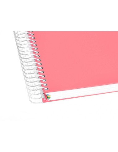 CI | Cuaderno espiral liderpapel a5 micro antartik tapa forrada120h 100 gr cuadro 5 mm 5 band6 taladros color coral