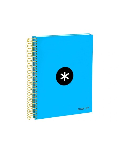 CI | Cuaderno espiral liderpapel a5 micro antartik tapa forrada 120h 100 gr cuadro5mm 5 bandas 6 taladros color azul