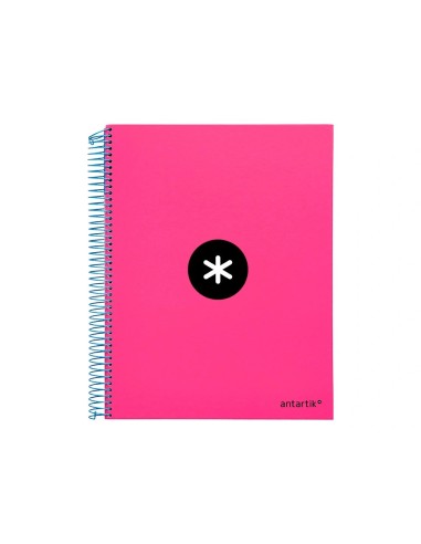 CI | Cuaderno espiral liderpapel a4 micro antartik tapa forrada 120h 100 gr liso con bandas 4 taladros color rosa fluor