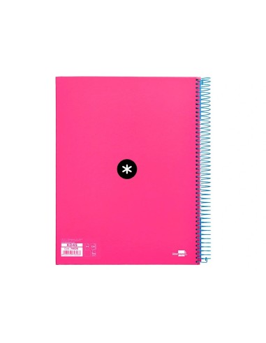CI | Cuaderno espiral liderpapel a4 micro antartik tapa forrada 120h 100 gr liso con bandas 4 taladros color rosa fluor