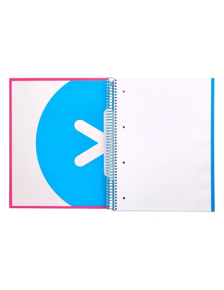 CI | Cuaderno espiral liderpapel a4 micro antartik tapa forrada 120h 100 gr liso con bandas 4 taladros color rosa fluor