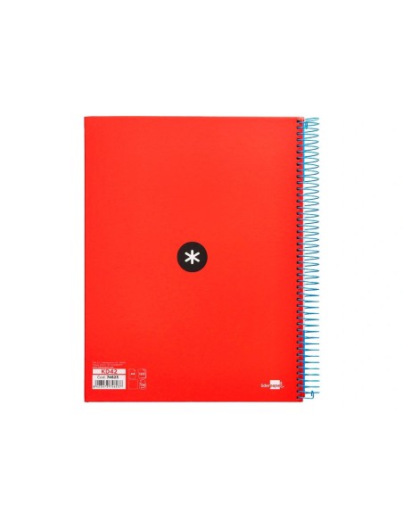 CI | Cuaderno espiral liderpapel a4 micro antartik tapa forrada 120h 100 gr liso con bandas 4 taladros color rojo