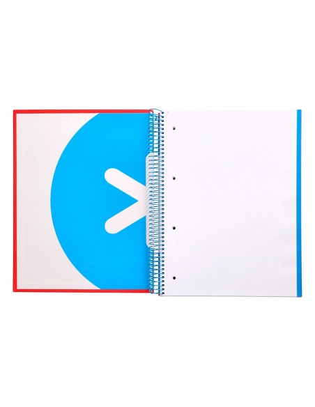 CI | Cuaderno espiral liderpapel a4 micro antartik tapa forrada 120h 100 gr liso con bandas 4 taladros color rojo