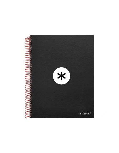 CI | Cuaderno espiral liderpapel a4 micro antartik tapa forrada 120h 100 gr liso con bandas 4 taladros color negro