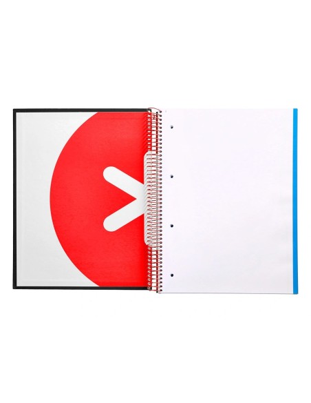CI | Cuaderno espiral liderpapel a4 micro antartik tapa forrada 120h 100 gr liso con bandas 4 taladros color negro