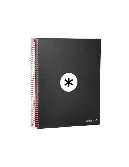 CI | Cuaderno espiral liderpapel a4 micro antartik tapa forrada 120h 100 gr liso con bandas 4 taladros color negro
