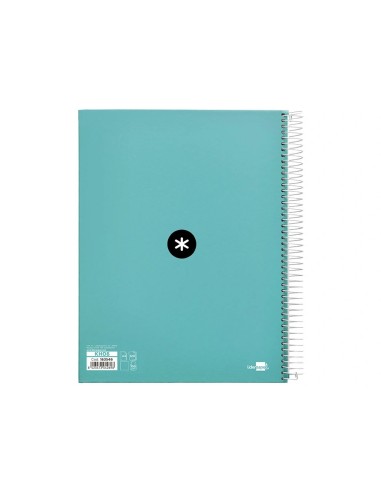 CI | Cuaderno Espiral Liderpapel A4 Micro Antartik Tapa Forrada 120H 100 Gr Liso 5 Bandas 4 Taladros Color Menta