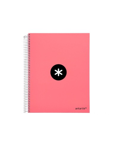 CI | Cuaderno Espiral Liderpapel A4 Micro Antartik Tapa Forrada 120H 100 Gr Liso 5 Bandas 4 Taladros Color Coral