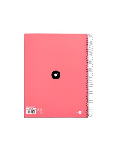 CI | Cuaderno Espiral Liderpapel A4 Micro Antartik Tapa Forrada 120H 100 Gr Liso 5 Bandas 4 Taladros Color Coral