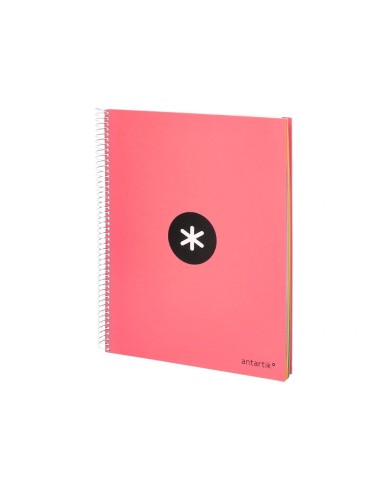 CI | Cuaderno Espiral Liderpapel A4 Micro Antartik Tapa Forrada 120H 100 Gr Liso 5 Bandas 4 Taladros Color Coral