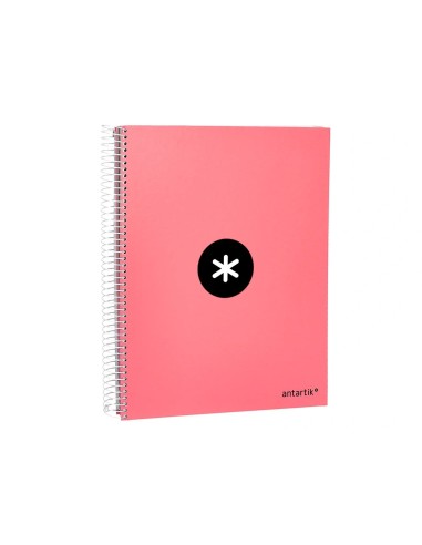 CI | Cuaderno Espiral Liderpapel A4 Micro Antartik Tapa Forrada 120H 100 Gr Liso 5 Bandas 4 Taladros Color Coral